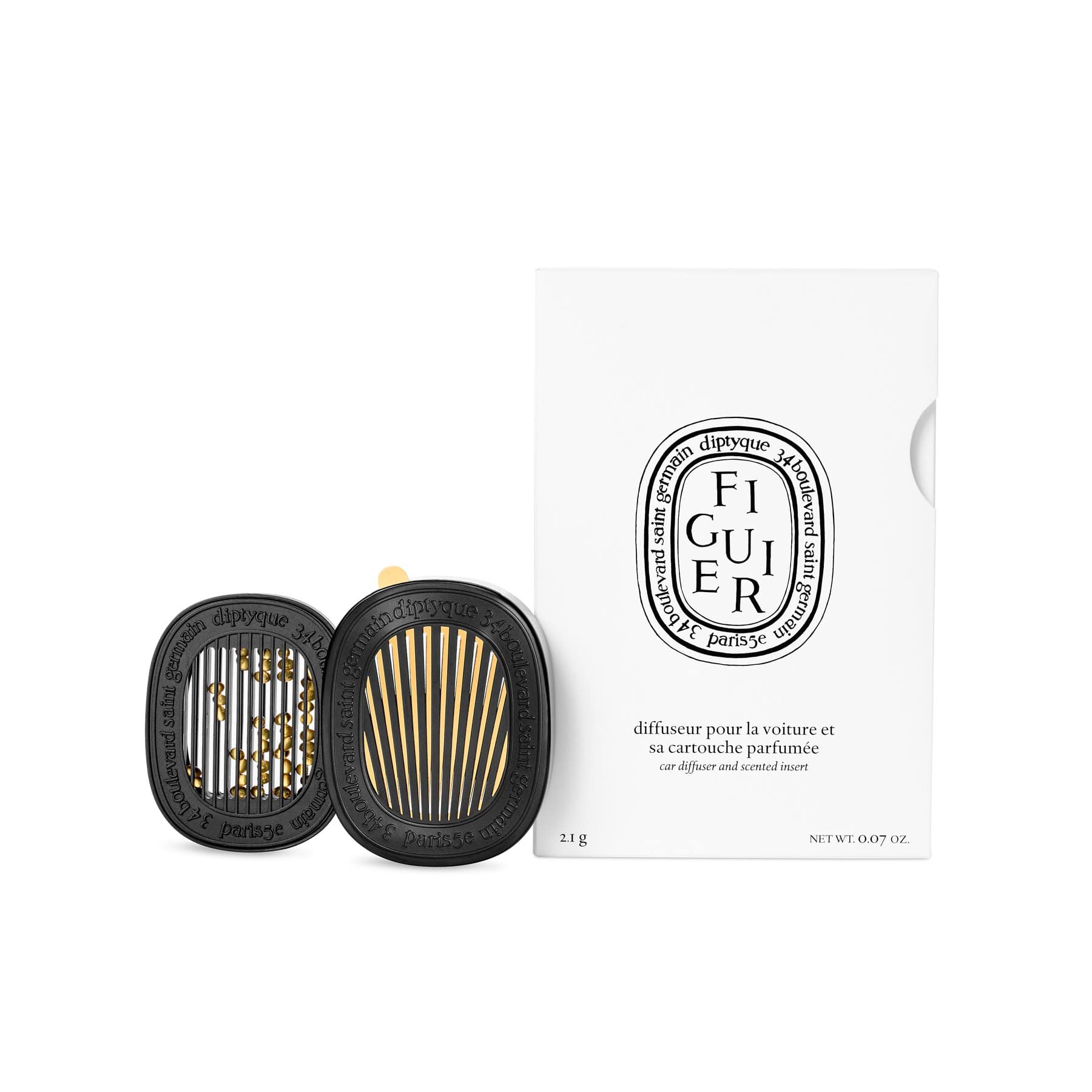 Difusor de aromas para el coche Diptyque y 1 recarga Car Diffuser de Figuier