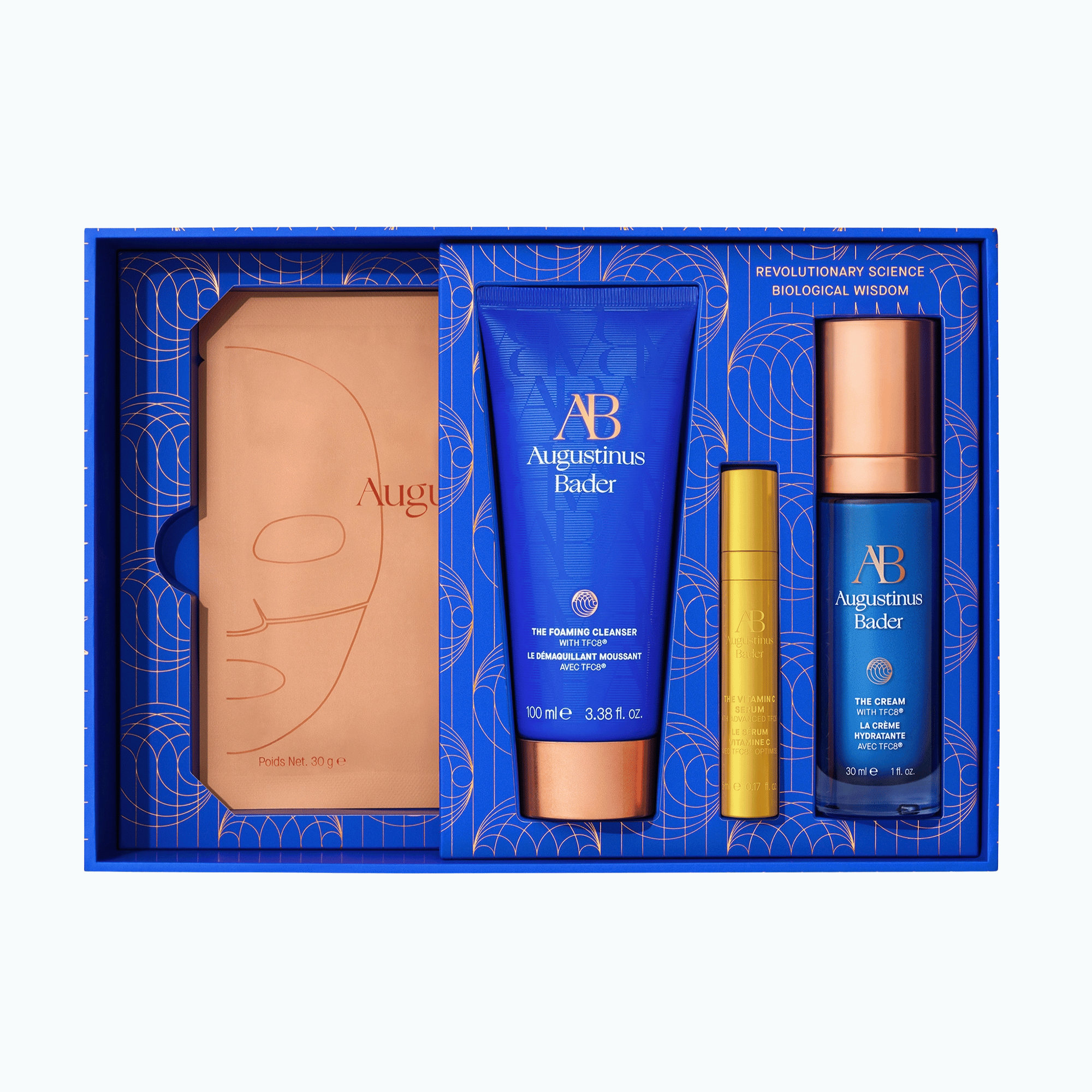 Augustinus Bader The Luminous Hydration Collection set facial con The Cream The Foaming Cleanser Vitamin C Serum y Hydrogel Face Mask