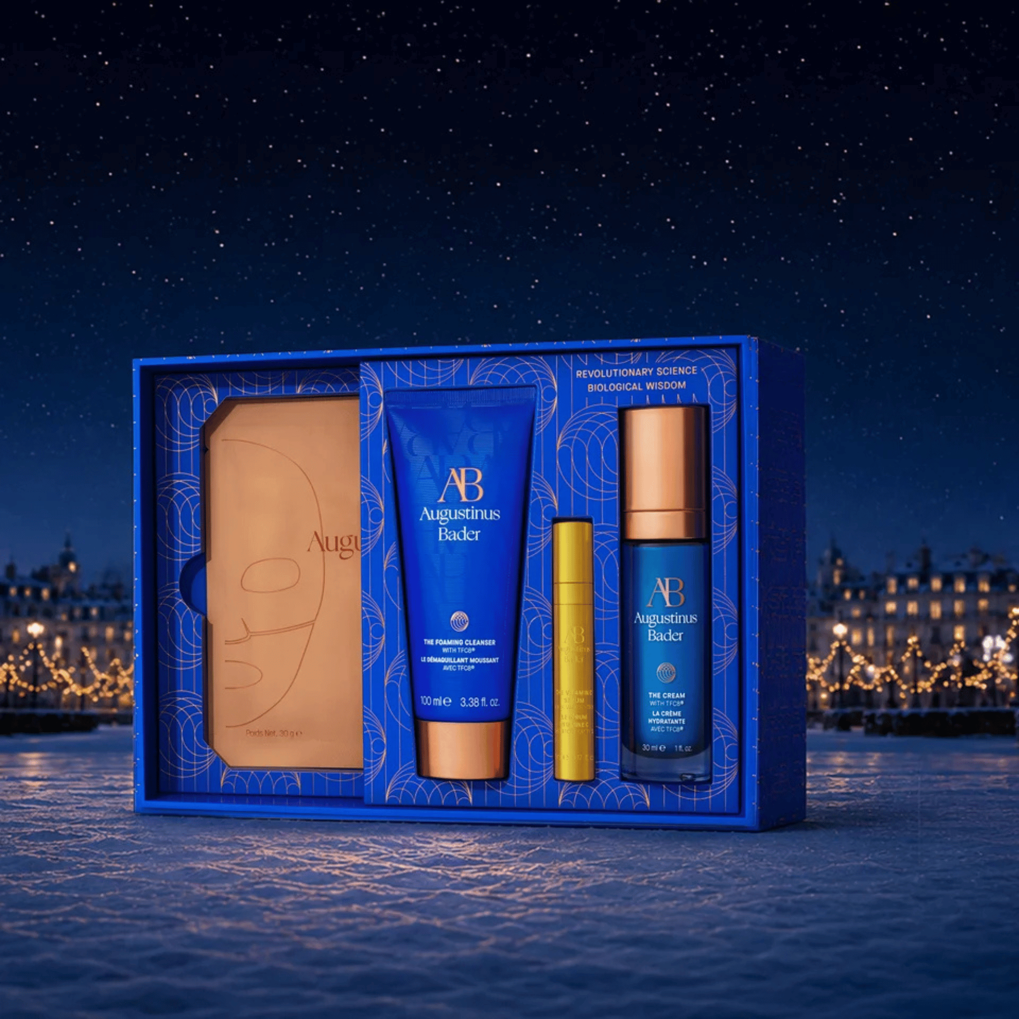 Augustinus Bader The Luminous Hydration Collection set facial con The Cream The Foaming Cleanser Vitamin C Serum y Hydrogel Face Mask