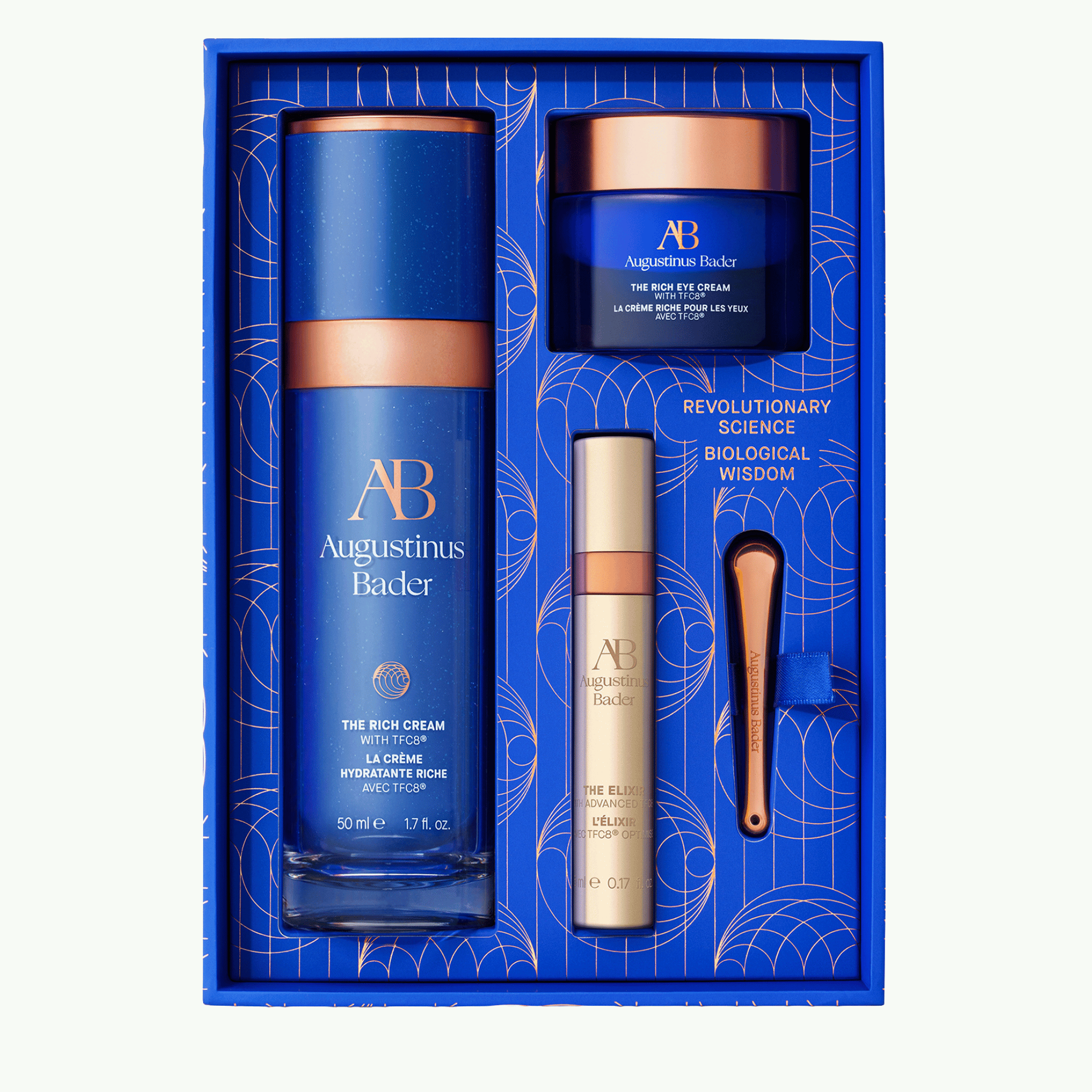 Augustinus Bader The Rich Rejuvenation Trio set facial con The Rich Cream The Rich Eye Cream y The Elixir