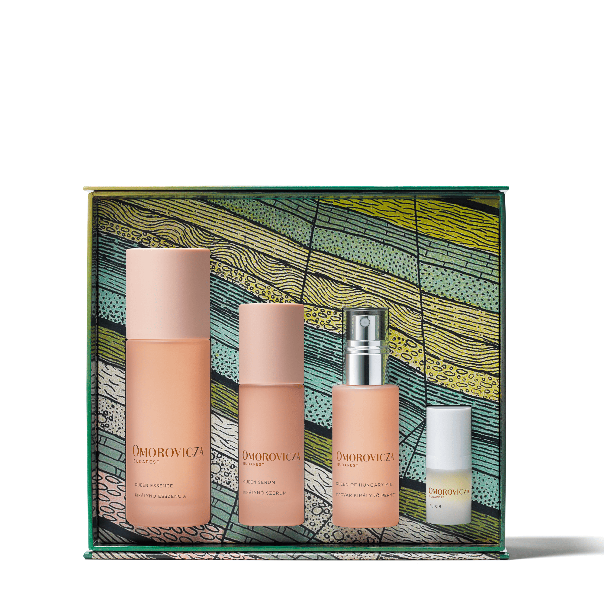 Omorovicza The Queens Ritual Giftset set de cuatro tratamientos faciales Queen Essence Queen Serum Queen of Hungary Mist y Elixir
