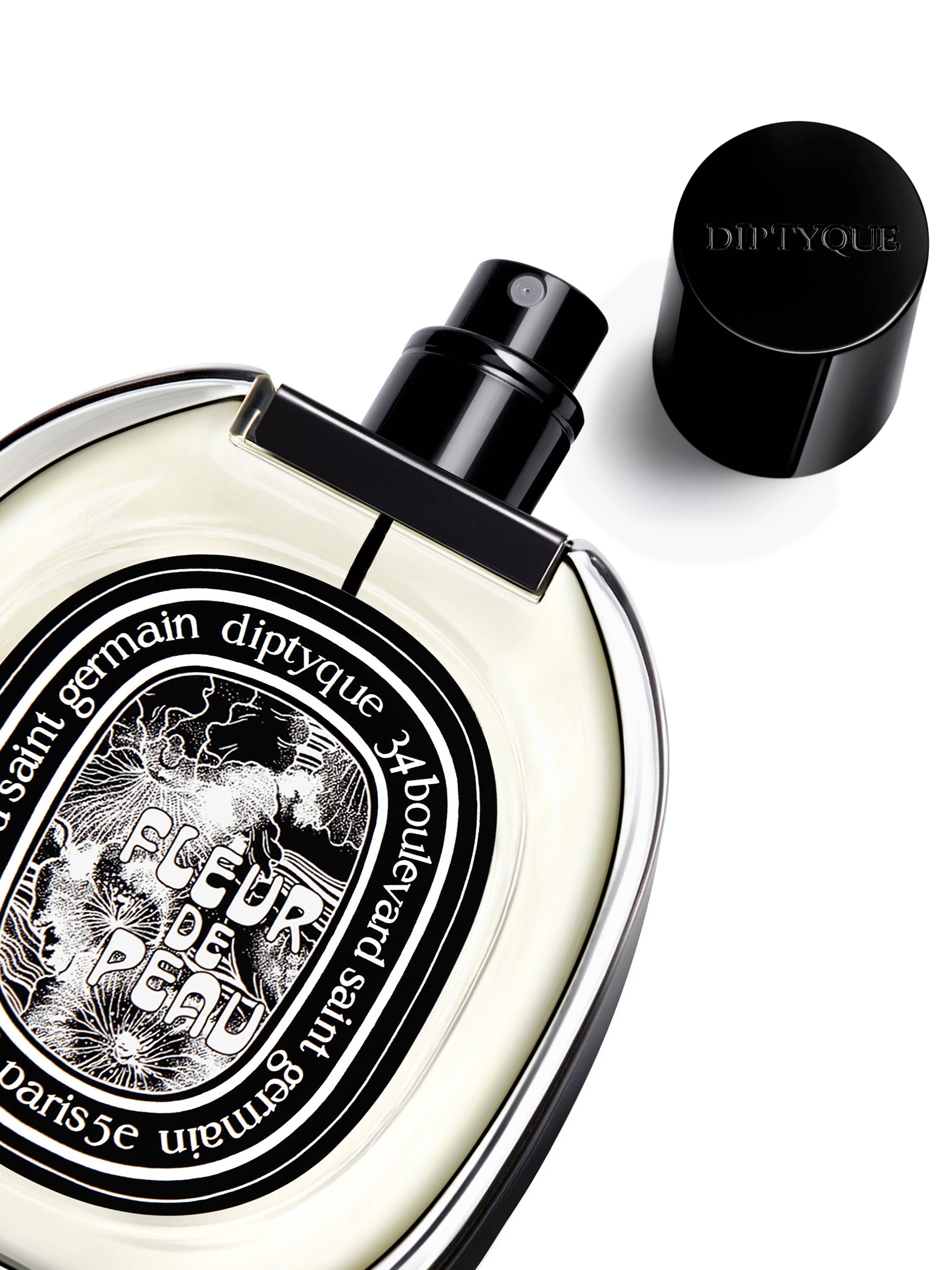 diptyque fleur de peau  botella tumbada y abierta