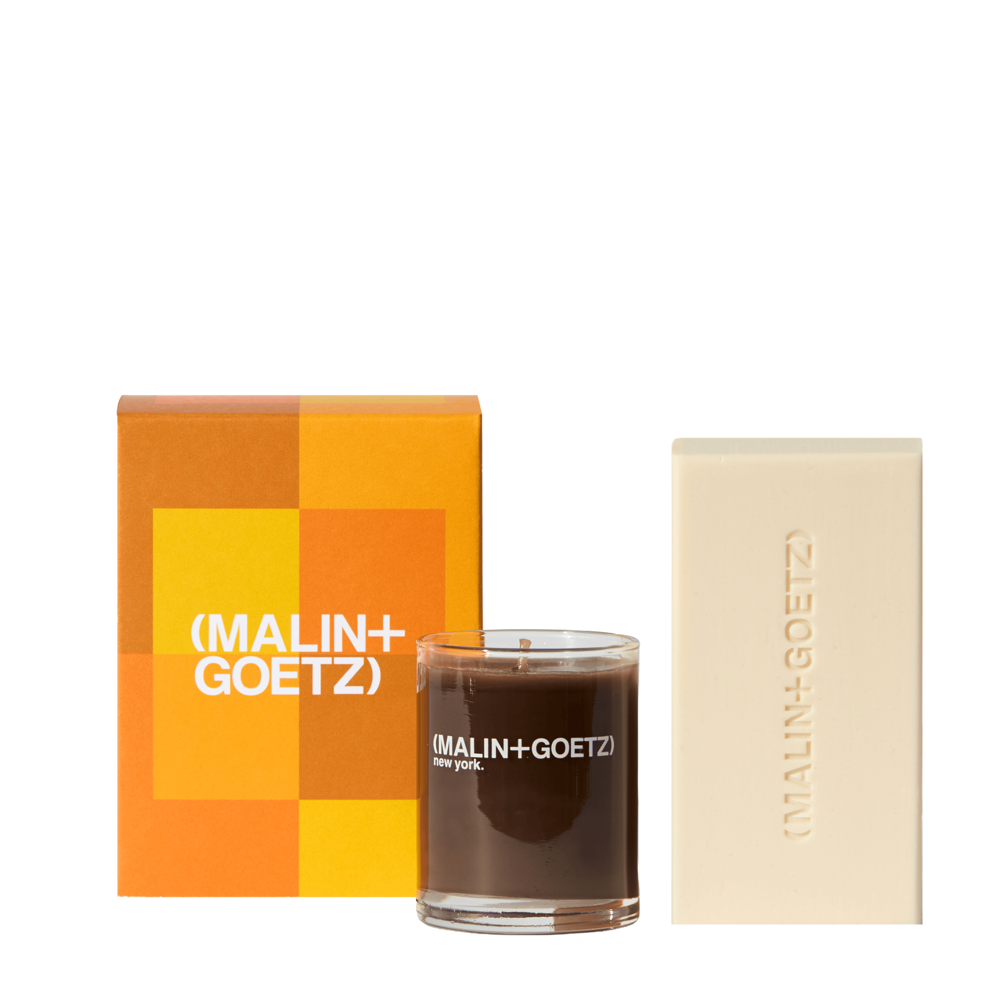 MALIN+GOETZ Twist of Rum Set edición limitada con vela perfumada Dark Rum de 67 g y jabón sólido hidratante Dark Rum de 142 g